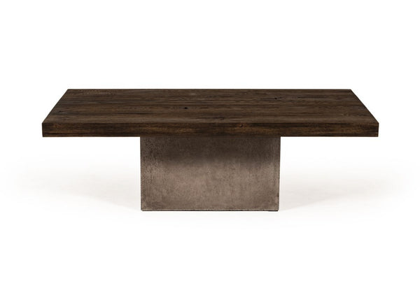 VIG Furniture Renzo Solid Oak 2" Thick Top Coffee Table With Fiber-Reinforced Concrete Base, 53"W X 30"D X 18"H Durable Style VGGR649245