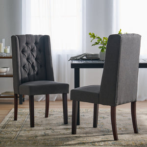 English Elm Dining Chair Set of Two Wingback Button Tufted High Back Birch Leg Upholstered 61539.00