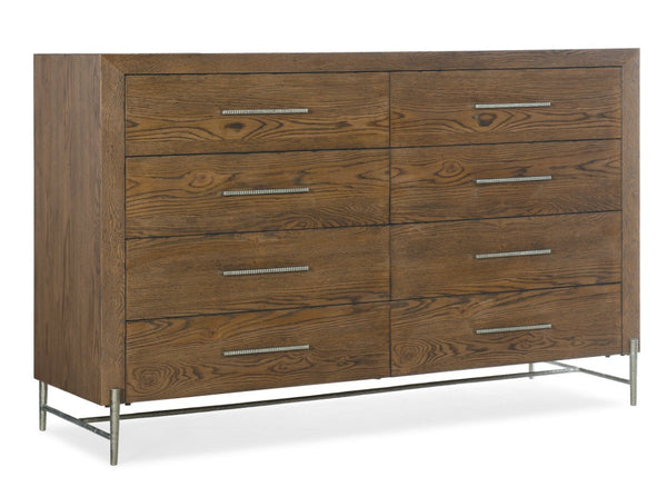Hooker Furniture Chapman White Oak Eight-Drawer Dresser In Sorrel With Pewter Hardware, Cedar-Lined & Felt-Tray 6033-90001-85