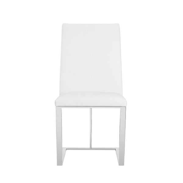 VIG Furniture Frankie White Pu Dining Chair With Brushed Stainless Steel Legs, Contoured Comfort, Easy-Clean Finish VGGA-6917CH-WHT-SS-DC