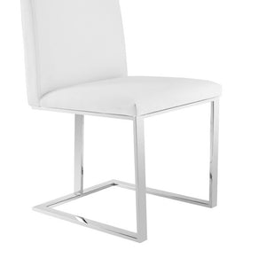 VIG Furniture Frankie White Pu Dining Chair With Brushed Stainless Steel Legs, Contoured Comfort, Easy-Clean Finish VGGA-6917CH-WHT-SS-DC