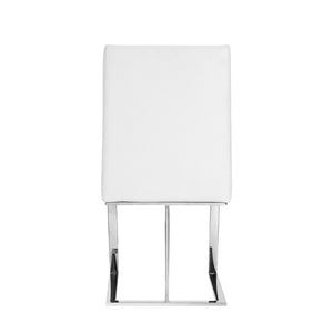 VIG Furniture Frankie White Pu Dining Chair With Brushed Stainless Steel Legs, Contoured Comfort, Easy-Clean Finish VGGA-6917CH-WHT-SS-DC