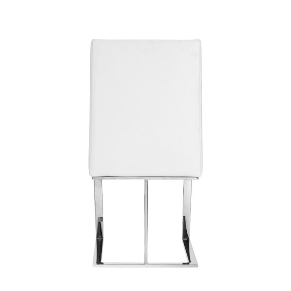 VIG Furniture Frankie White Pu Dining Chair With Brushed Stainless Steel Legs, Contoured Comfort, Easy-Clean Finish VGGA-6917CH-WHT-SS-DC