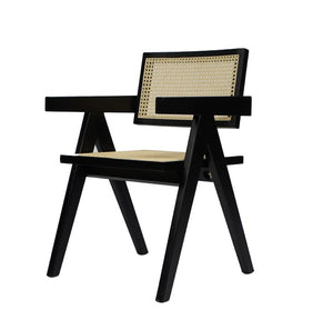 VIG Furniture Aurora Mid-Century Rattan Dining Arm Chair With Wenge Ash Frame, Breathable Seat & Retro Style VGCS-ACH-21026-WNG
