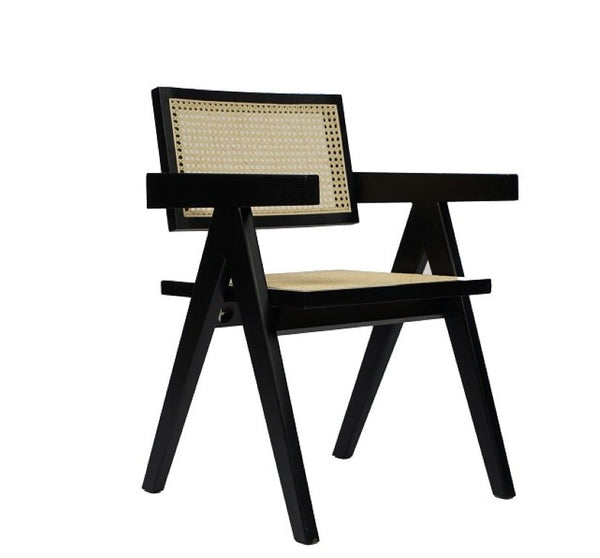 VIG Furniture Aurora Mid-Century Rattan Dining Arm Chair With Wenge Ash Frame, Breathable Seat & Retro Style VGCS-ACH-21026-WNG