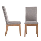 Homelegance By Top-Line Marsean Nailhead Accent Parson Linen Dining Chairs (Set of 2) Natural Rubberwood