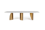 VIG Furniture Modrest Reynold - Glam Faux Marble + Gold Stainless Steel Dining Table VGGM-DT-1768