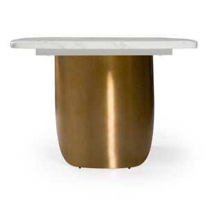 VIG Furniture Reynold Glam Faux Marble Dining Table With Gold Stainless Steel Double-Pedestal Base, Seats 8 VGGM-M-DT-1768C