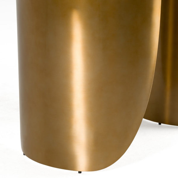 VIG Furniture Reynold Glam Faux Marble Dining Table With Gold Stainless Steel Double-Pedestal Base, Seats 8 VGGM-M-DT-1768C