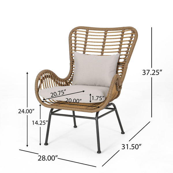 English Elm Tapscott All-weather Rattan Outdoor Accent Chairs Set of 2 with Cushions 65044.00LBRN