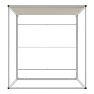 Homelegance By Top-Line Marcel Chrome Finish Metal Canopy Bed with Linen Panel Headboard Chrome Metal