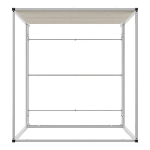 Homelegance By Top-Line Marcel Chrome Finish Metal Canopy Bed with Linen Panel Headboard Chrome Metal