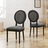 Christopher Knight Home® - Noble House - Hiro Traditional Fabric Dining Chairs, Dark Gray