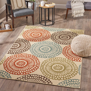 Christopher Knight Home® - Noble House - Anniston Indoor Floral 5 X 8 Area Rug, Beige and Blue