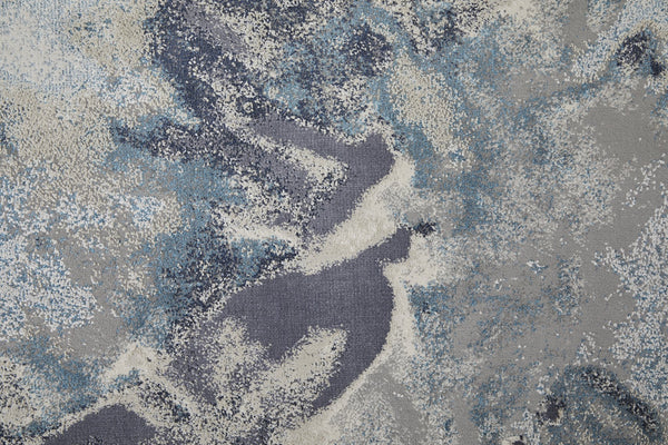 Feizy Rugs Astra Abstract Watercolor Rug – Elevate Your Space With Luxurious Metallic Designs And Soft Texture Blue,Gray,Ivory Polyester,Polypropylene Ara39l4fgrynvyf00