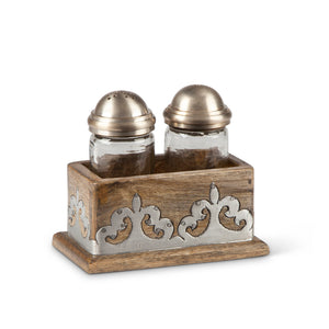 Heritage Inlay Wood Salt and Pepper Shakers, Set of 2 with Base EAW93231 Park Hill