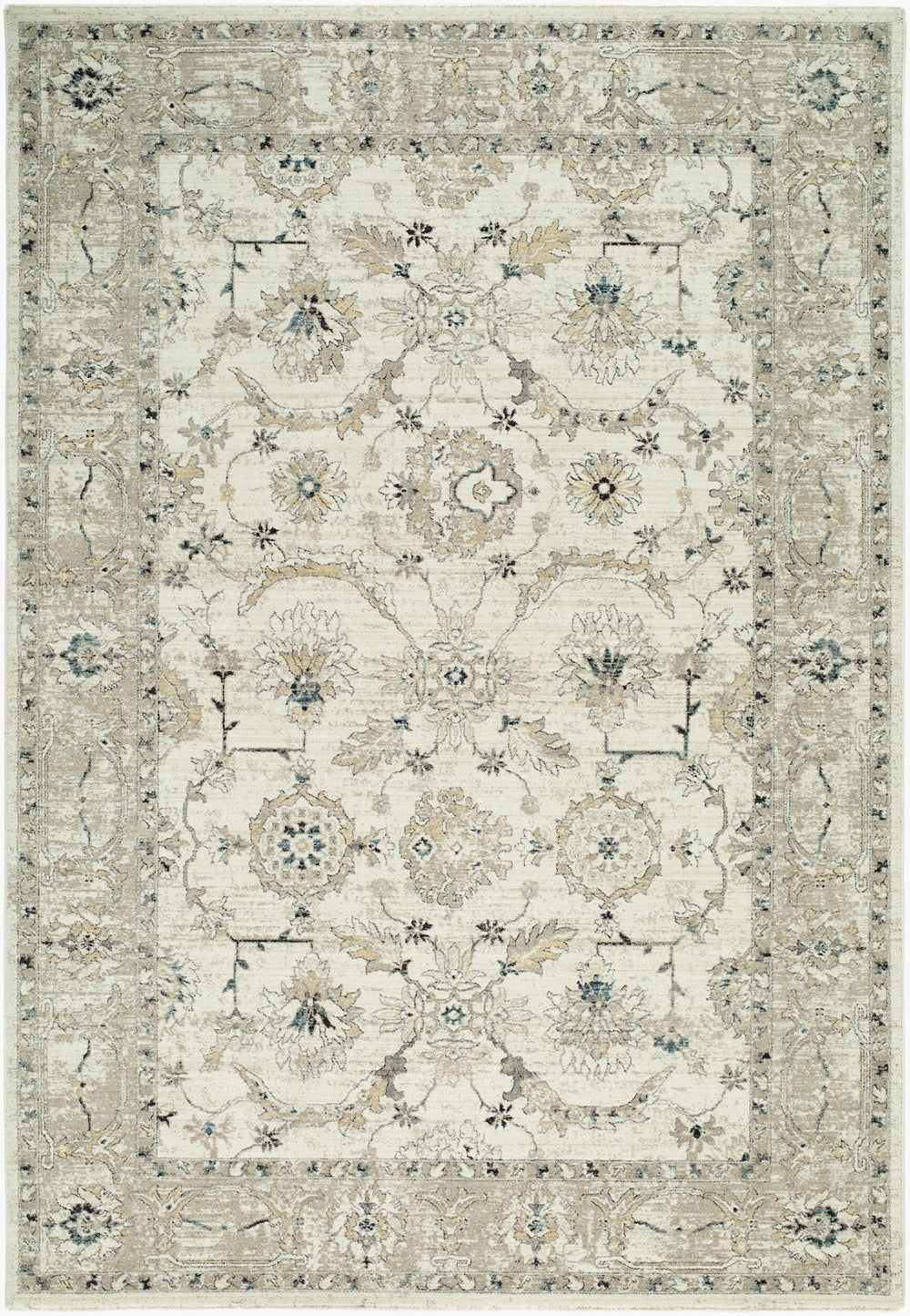 Livabliss Reflection Traditional Fringe Area Rug Polyester Woven Living Dining Room Anchor Ivory, Ink Blue 10' x 13'11" RFL2301-101311