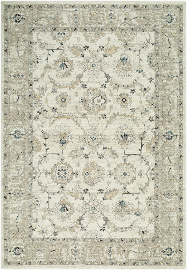 Livabliss Reflection Traditional Fringe Area Rug Polyester Woven Living Dining Room Anchor Ivory, Ink Blue 10' x 13'11" RFL2301-101311