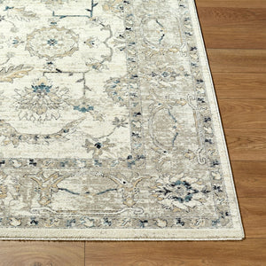 Livabliss Reflection Traditional Fringe Area Rug Polyester Woven Living Dining Room Anchor Ivory, Ink Blue 10' x 13'11" RFL2301-101311