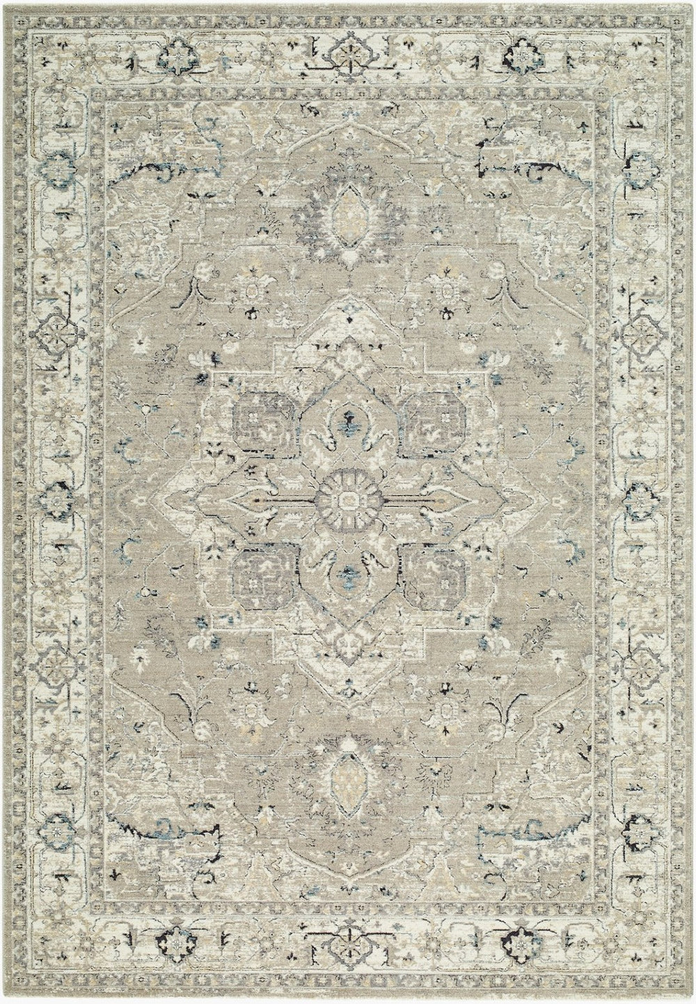 Livabliss Reflection Traditional Fringe Area Rug Machine Woven Polyester for Living Room Ivory, Medium G 12' x 15' RFL2302-1215