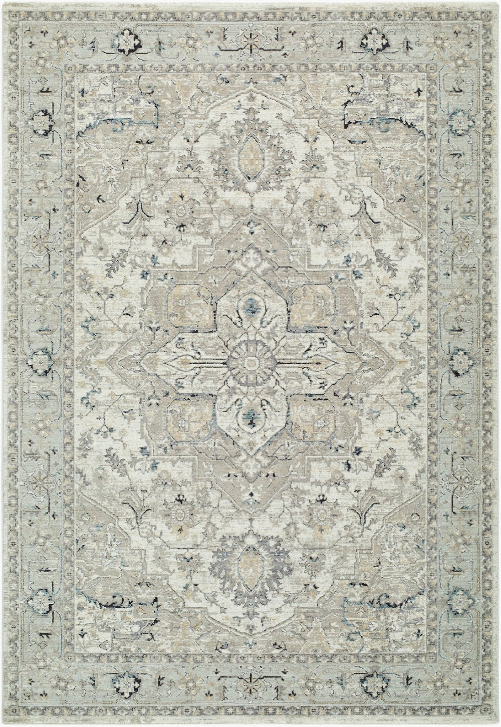 Livabliss Reflection Traditional Persian Fringe Area Rug Polyester Woven for Living Dining Rooms Ivory, Blue 10' x 13'11" RFL2303-101311