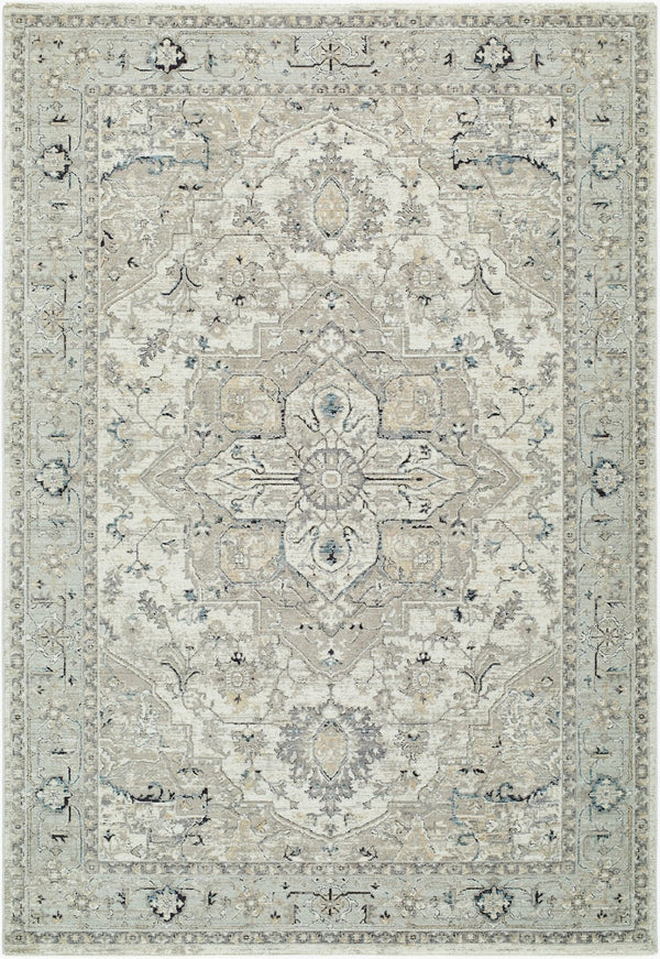 Livabliss Reflection Traditional Persian Fringe Area Rug Polyester Woven for Living Dining Rooms Ivory, Blue 10' x 13'11" RFL2303-101311