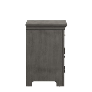 Homelegance By Top-Line Macie 1-Drawer Wood Cupboard Nightstand with Charging Station Grey Wood