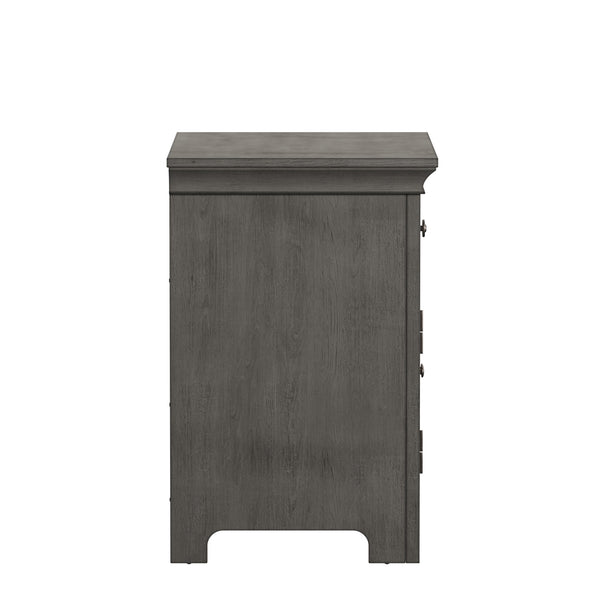 Homelegance By Top-Line Macie 1-Drawer Wood Cupboard Nightstand with Charging Station Grey Wood
