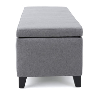English Elm Ottoman Bench Seat with Lift Top Hidden Storage Polyester Upholstered Entryway Piece Grey 60159.00GRY
