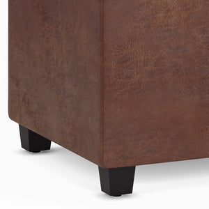 English Elm Avalon Extra Large Storage Ottoman Bench - Stylish Distressed Saddle Brown Faux Leather Design B136P158656