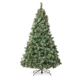 Christopher Knight Home® - Noble House - 7-foot Cashmere Pine and Mixed Needles Pre-Lit Multicolor LED Artificial Christmas Tree with Snowy Branches and Pinecones