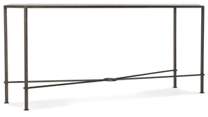 Hooker Furniture Console Narrow Marble Top Console Table With Charcoal Metal Frame, X-Stretcher, 16" Depth For Hallway 5914-80151-00