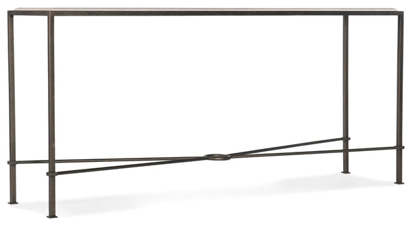 Hooker Furniture Console Narrow Marble Top Console Table With Charcoal Metal Frame, X-Stretcher, 16" Depth For Hallway 5914-80151-00