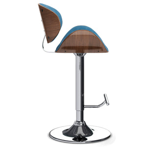 English Elm Marana - Stylish Adjustable Swivel Bar Stool In Blue Linen For Modern Homes & Entertaining Spaces B136P158924