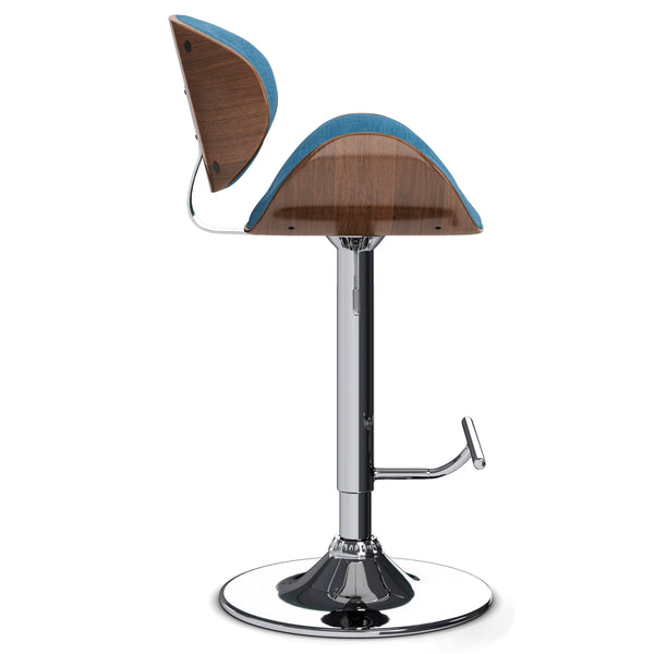 English Elm Marana - Stylish Adjustable Swivel Bar Stool In Blue Linen For Modern Homes & Entertaining Spaces B136P158924