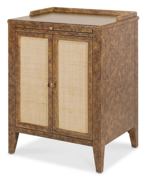 Hooker Furniture Archives Two-Door Nightstand With Faux-Tortoise Amber Finish, Woven Cane Doors, Brass Hardware 6123-90117-80
