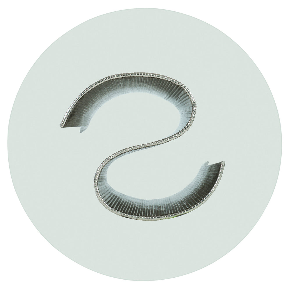 Bernhardt Bernhardt Sculptural Serpentine 60" Round Dining Table — Bright Nickel Aluminum Base, Clear Glass Top Excellence K1229