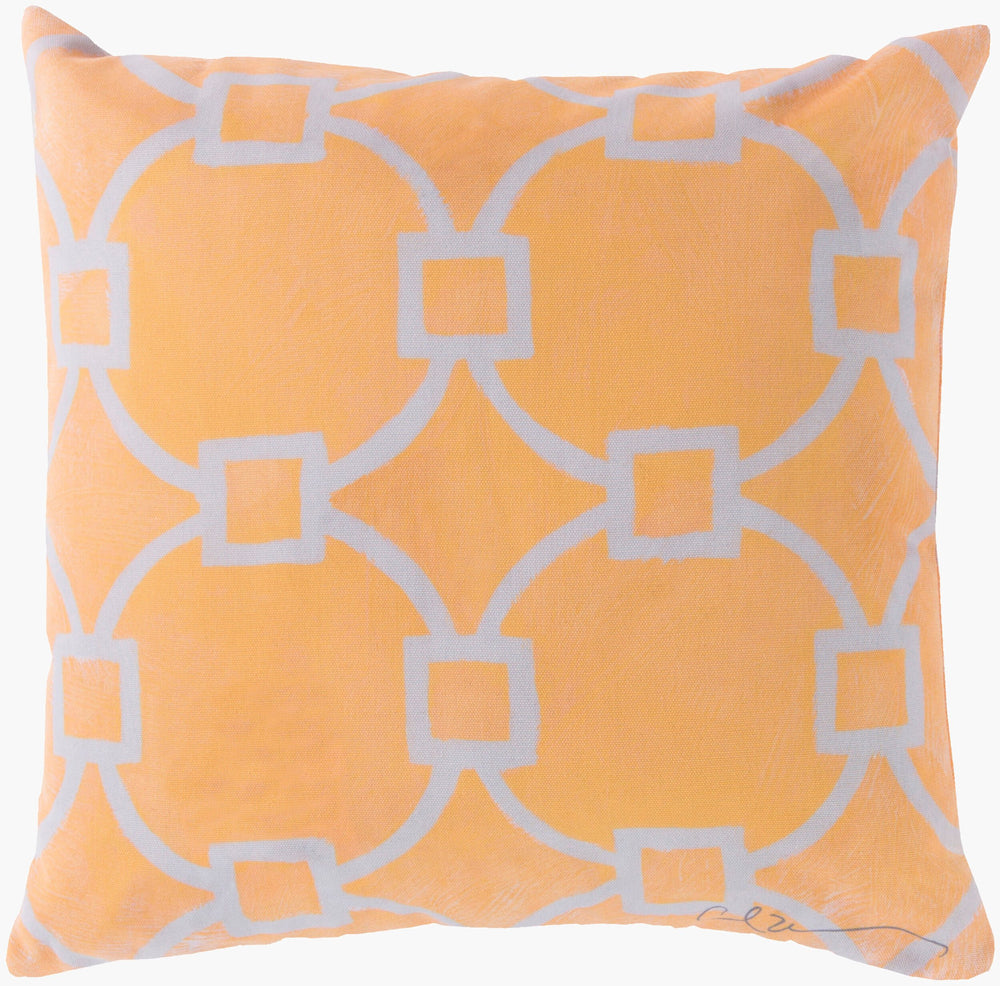 Surya Rain 20" X 20" Outdoor Accent Pillow – Soft, Stylish, Easy-care Decor For Patio & Garden Spaces! Yellow Polyester,Polyester Rg056-2020