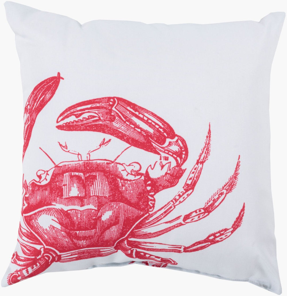 Livabliss Rain Collection Coastal Woven Throw Pillow Textured Polyester Accent for Beach House Decor Ice Blue, Red 18"L x 18"W RG107-1818