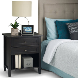 English Elm Warm Shaker Solid Wood Nightstand With Drawers & Open Shelf - Hickory Brown, Stylish & Versatile! B136P159738-GIGA