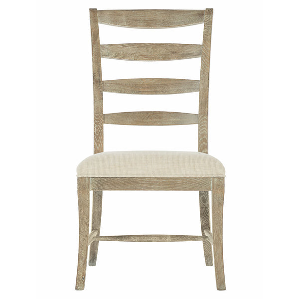 Bernhardt Bernhardt Rustic Patina Ladderback Side Chair Sand Finish — Cerused White Oak, Upholstered Slip Seat, Distressed Elegance 387555