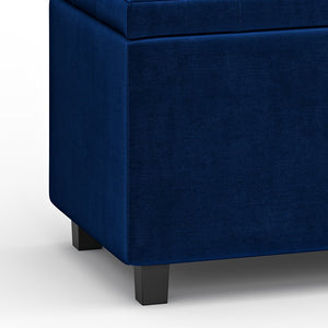 English Elm Cosmopolitan Blue Velvet Storage Ottoman - Elegant Multi-Functional Seating & Stylish Organizer B136P159764