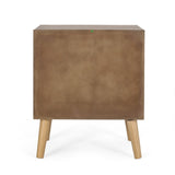 Christopher Knight Home® - Noble House - Hulett Contemporary End Table With Storage, Walnut, Natural, And Antique Gold