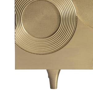 Bernhardt Bernhardt Brass-Clad Kintore Credenza With Rippled Circular Motif, Push-Open Doors, Cable Management 321872