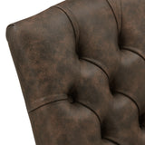 Homelegance By Top-Line Amina Light Distressed Natural Finish Linen Tufted Dining Chair Brown Wood