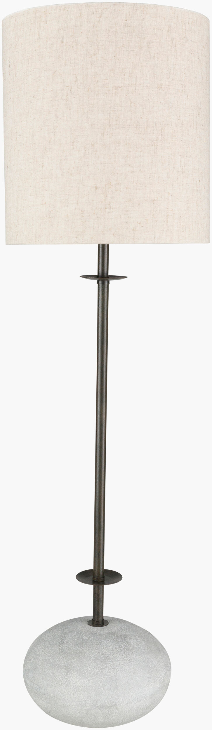 Surya Rigby Modern 32" Accent Table Lamp In Stone, Linen & Metal - Stylish Lighting For Home & Office Body, Metallic ,Bronze,Base, Gray,Finial, Metallic ,Bronze,Harp, Metallic ,Brass,Cord, Translucent Iron,Stone,Linen,Iron Rgb-001