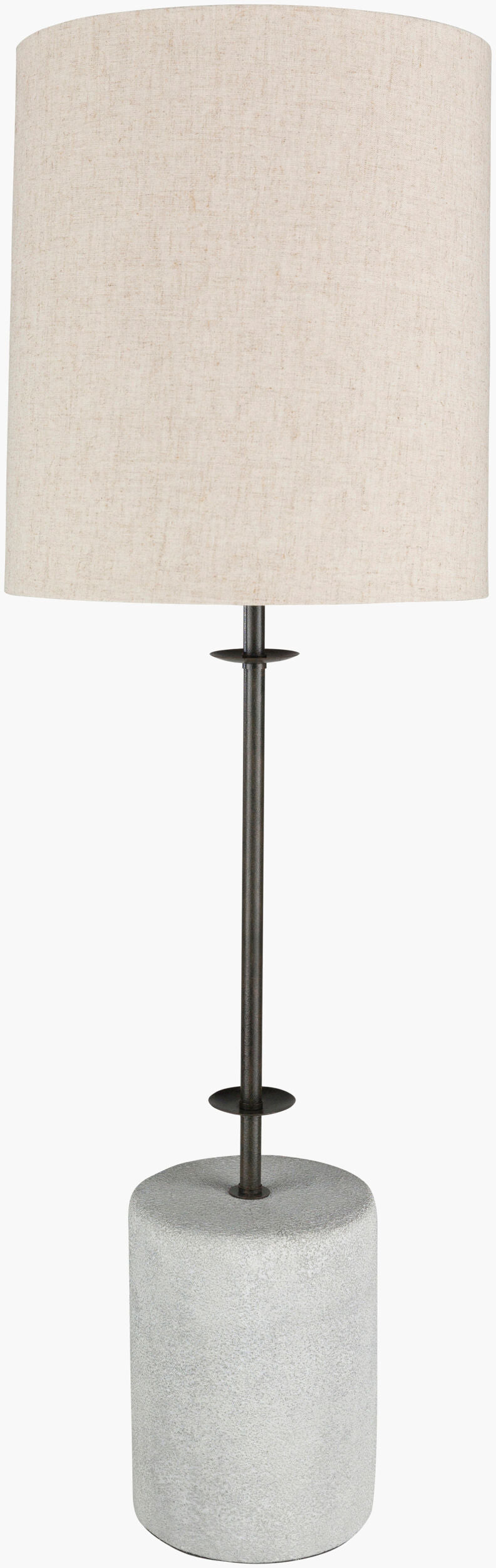 Surya Rigby Buffet Lamp - 34" Modern Minimalist Table Light With Stone Base & Linen Shade For Any Room Body, Metallic ,Bronze,Base, Gray,Finial, Metallic ,Bronze,Harp, Metallic ,Brass,Cord, Translucent Iron,Stone,Linen,Iron Rgb-002
