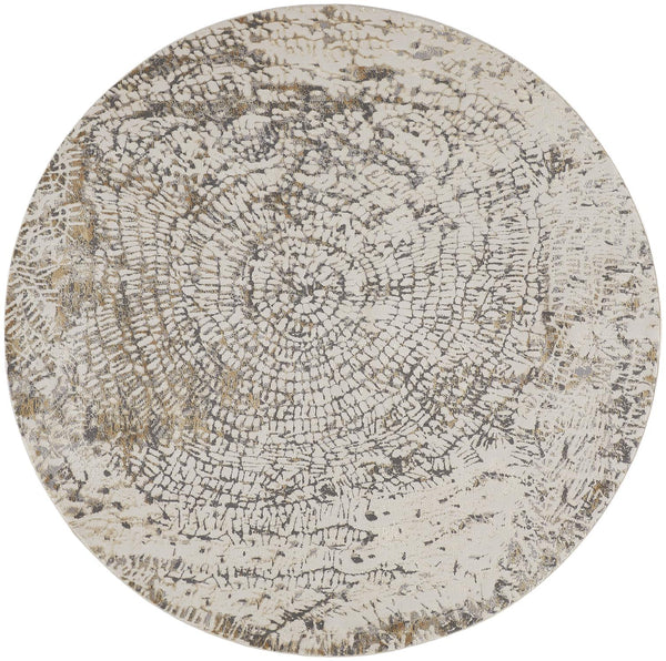 Feizy Rugs Parker Abstract Distressed Rug - Contemporary Viscose And Polyester Design For Modern Interiors Ivory,Tan,Gray Viscose,Polyester Prk3702fslvivyn97