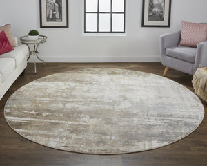 Feizy Rugs Parker Abstract Distressed Rug - Contemporary Viscose And Polyester Design For Modern Interiors Tan,Ivory,Gray Viscose,Polyester Prk3709fgrybgen97