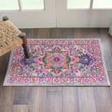 Nourison Passion PSN20 Machine Made Power-loomed Floral Border Indoor Only Bohemian  Rug Light Grey,Pink, Grey and Pink 100% Polypropylene 99446486714